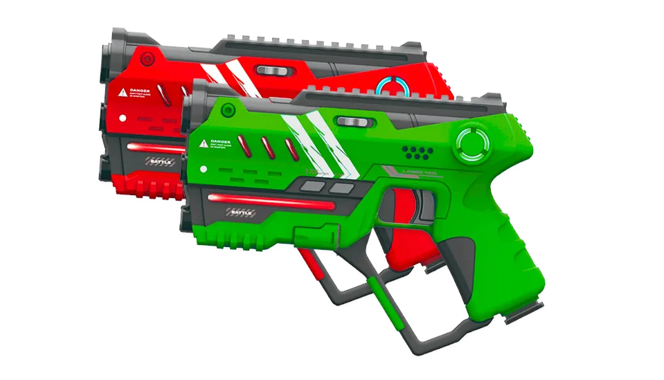 Rood-groene lasergun voor een lasergameactiviteit op eigen locatie
